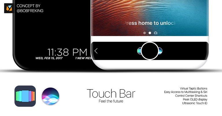 iPhone 8概念設計 MacBookPro的Touch Bar都用上了?